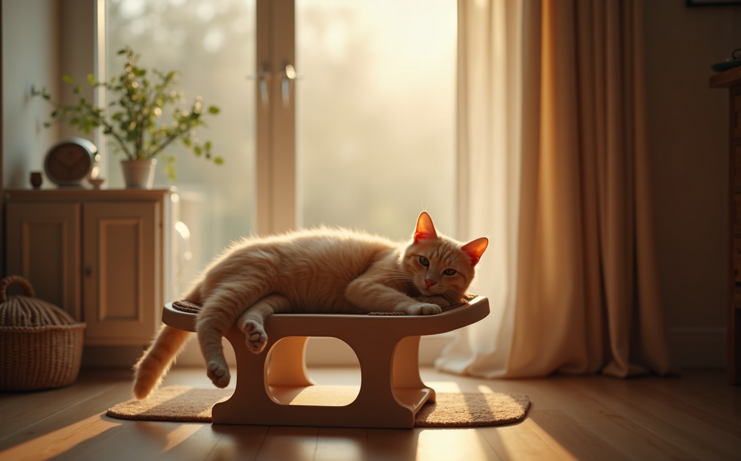 Koorpet corrugated cat scratcher in a living room